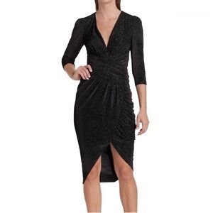 PatBO Shimmer Velvet Black Midi Dress